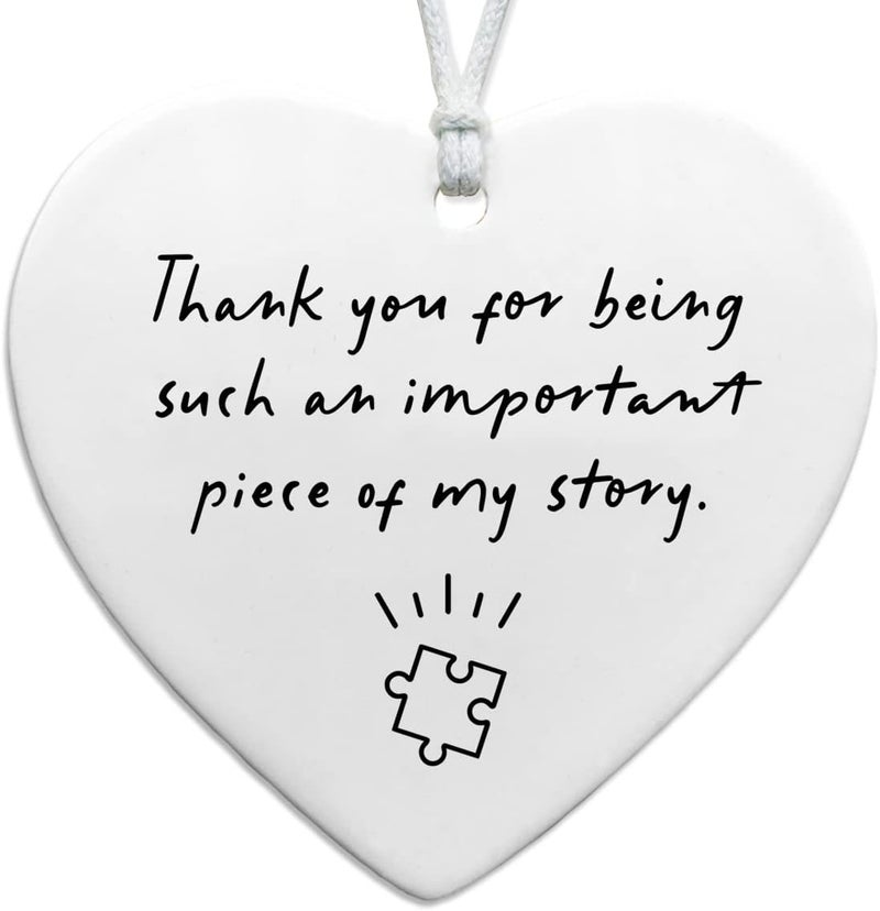 WCDHOR Thank You for Being Such An Important Piece Of My Story, Thank You Gift, Teacher Keepsake, Leaving Gift, Nurse Gift, Ceramic Heart Keepsake, Hanging Decoration Teacher Teaching Assistant Gift - Image 1